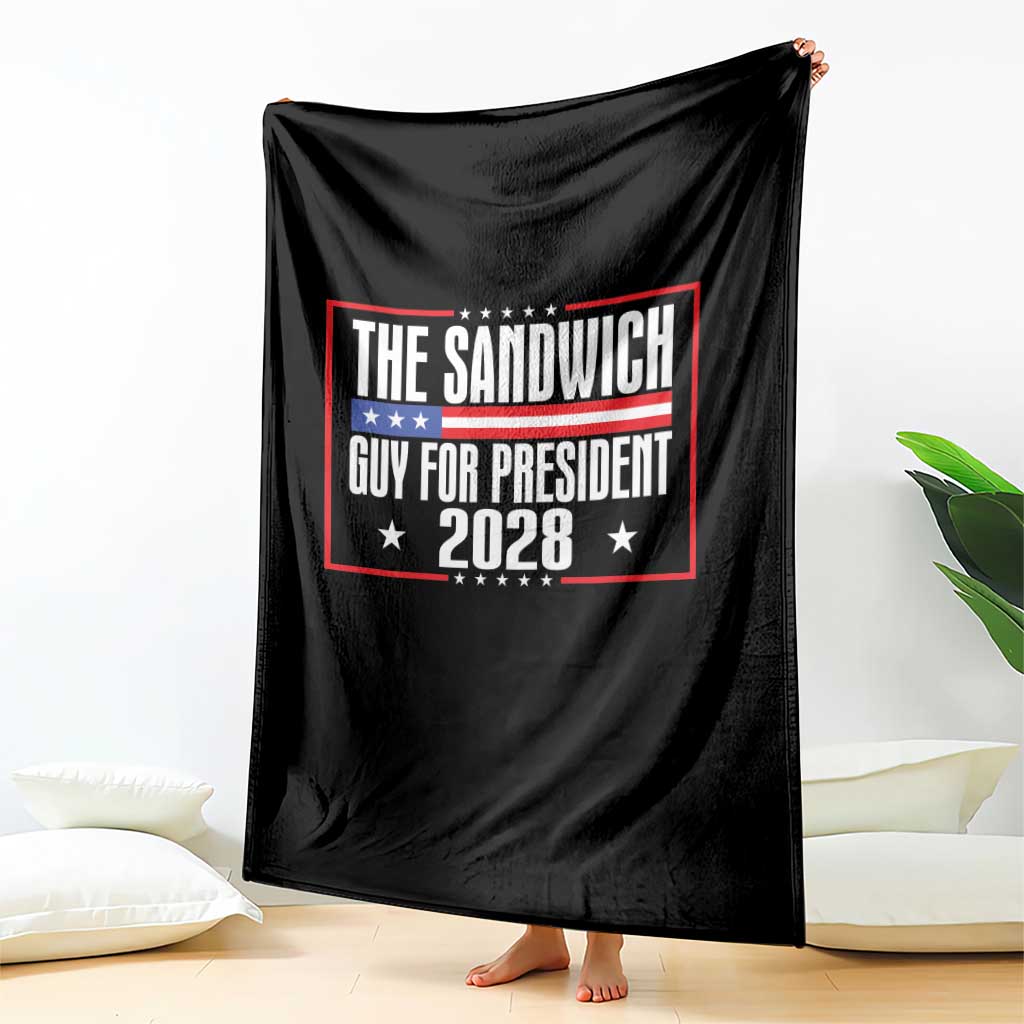 The Sandwich Guy for President 2028 Throw Blanket Funny Patriotic Campaign Parody TS02 Print Your Wear