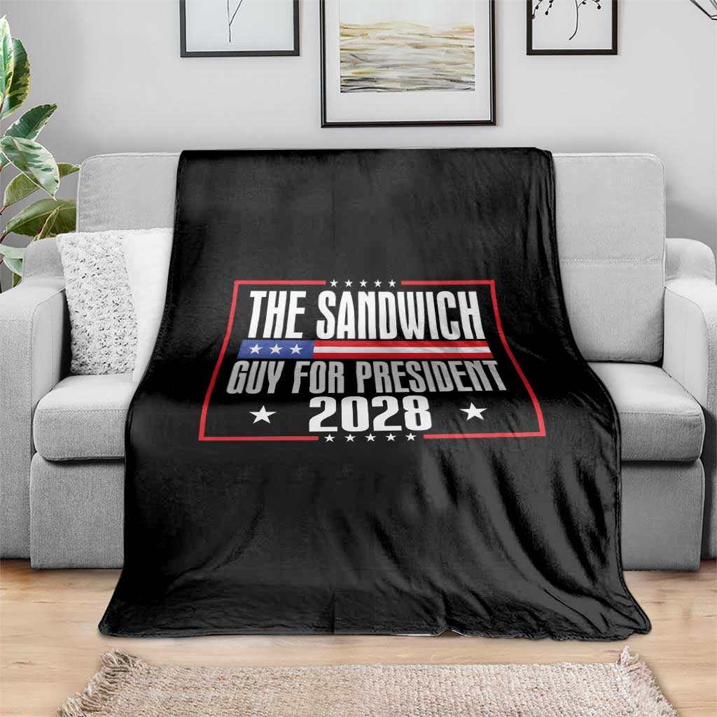 The Sandwich Guy for President 2028 Throw Blanket Funny Patriotic Campaign Parody TS02 Print Your Wear
