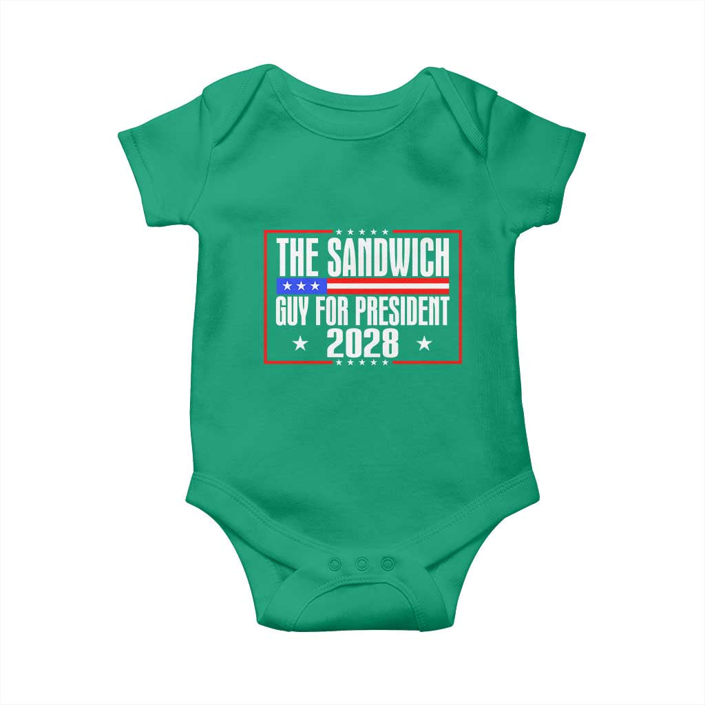 The Sandwich Guy for President 2028 Baby Onesie Funny Patriotic Campaign Parody TS02 Irish Green Print Your Wear