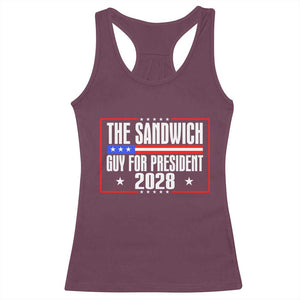 The Sandwich Guy for President 2028 Racerback Tank Top Funny Patriotic Campaign Parody TS02 Maroon Print Your Wear