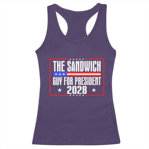The Sandwich Guy for President 2028 Racerback Tank Top Funny Patriotic Campaign Parody TS02 Purple Print Your Wear