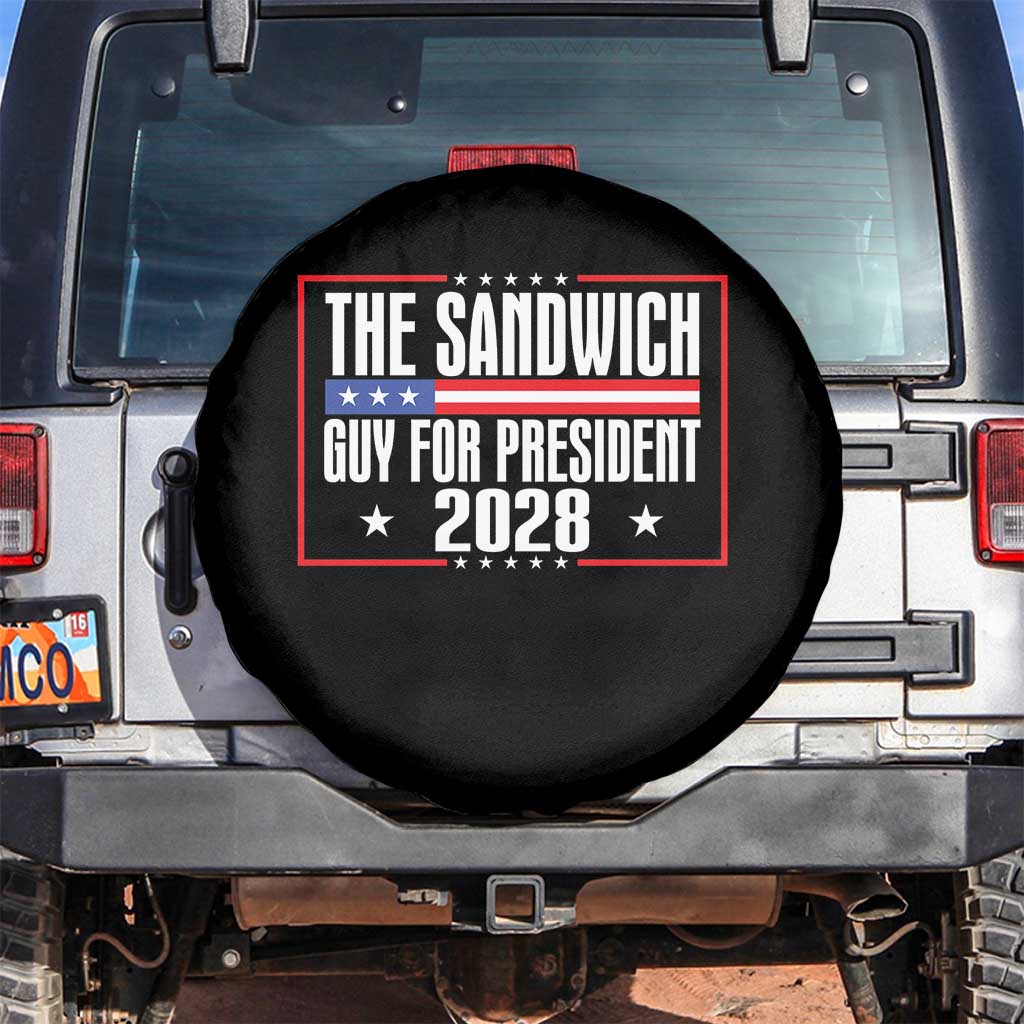 The Sandwich Guy for President 2028 Spare Tire Cover Funny Patriotic Campaign Parody TS02 No hole Black Print Your Wear
