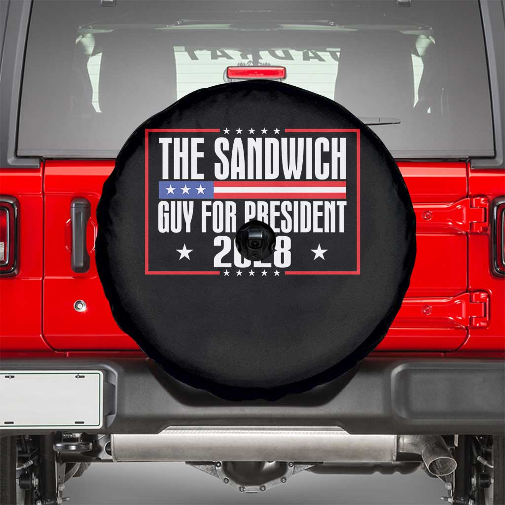 The Sandwich Guy for President 2028 Spare Tire Cover Funny Patriotic Campaign Parody TS02 Black Print Your Wear