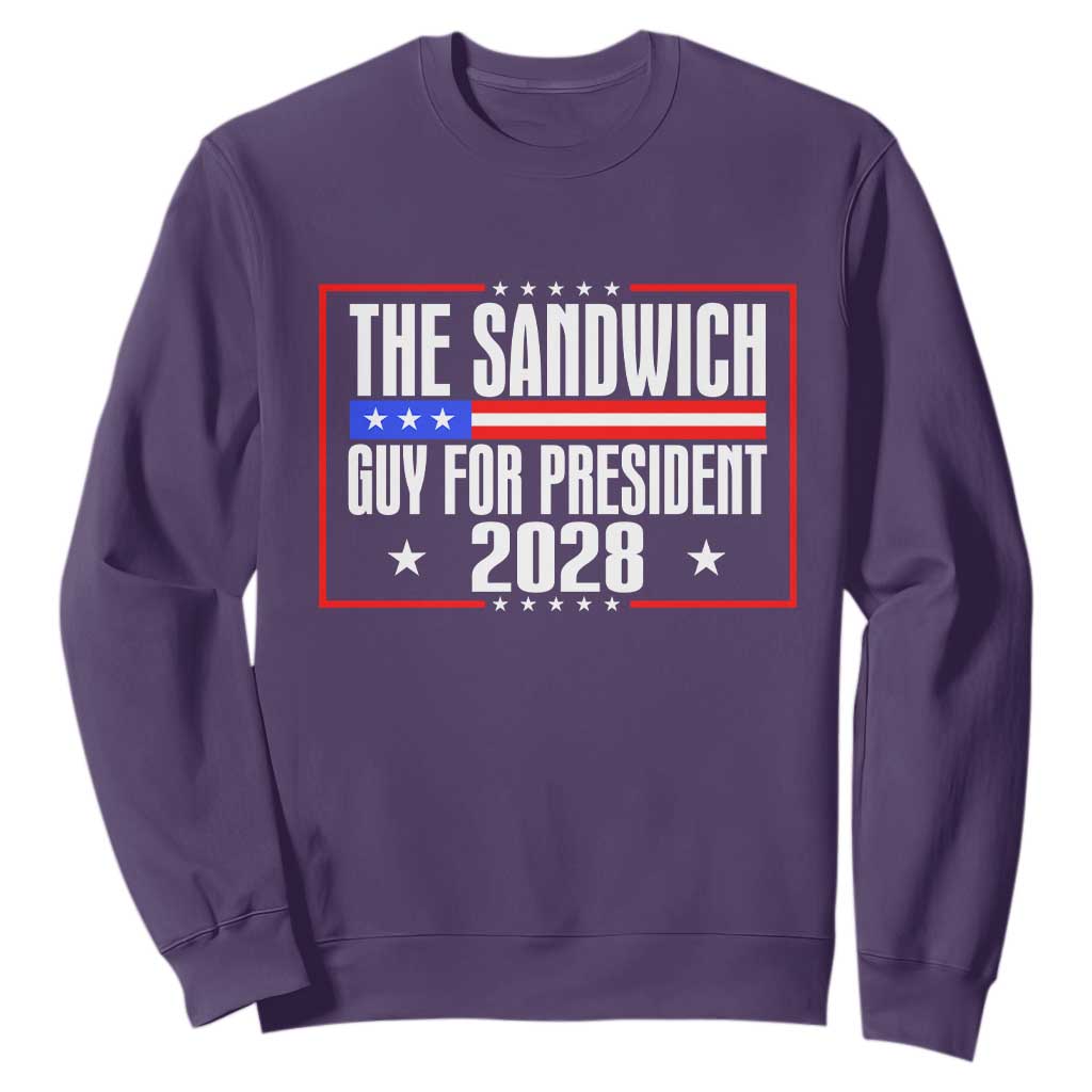 The Sandwich Guy for President 2028 Sweatshirt Funny Patriotic Campaign Parody TS02 Purple Print Your Wear