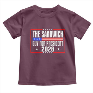 The Sandwich Guy for President 2028 Toddler T Shirt Funny Patriotic Campaign Parody TS02 Maroon Print Your Wear