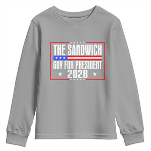 The Sandwich Guy for President 2028 Youth Sweatshirt Funny Patriotic Campaign Parody TS02 Sport Gray Print Your Wear