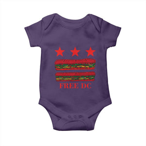 Free DC Funny Flag Parody Baby Onesie Washington DC with Baguette Sandwich Twist TS02 Purple Print Your Wear