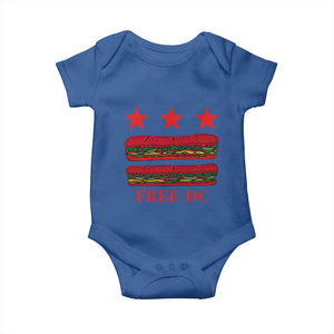 Free DC Funny Flag Parody Baby Onesie Washington DC with Baguette Sandwich Twist TS02 Royal Blue Print Your Wear
