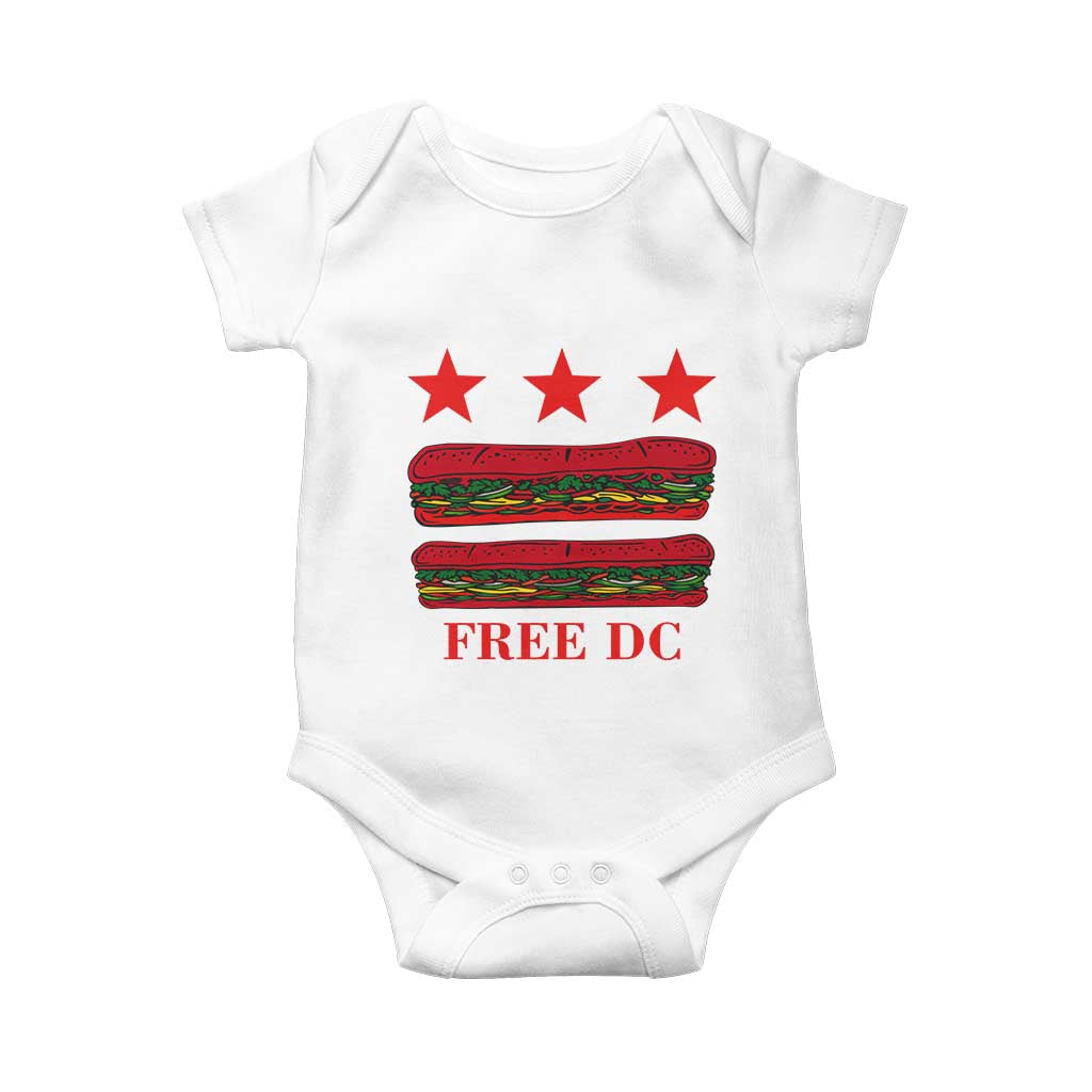 Free DC Funny Flag Parody Baby Onesie Washington DC with Baguette Sandwich Twist TS02 White Print Your Wear