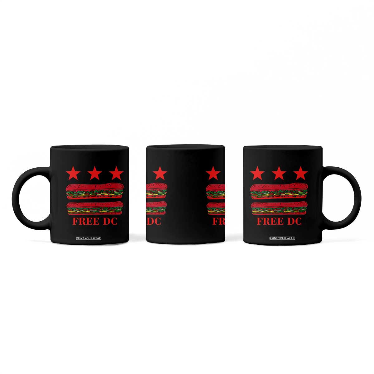 Free DC Funny Flag Parody Coffee Mug Washington DC with Baguette Sandwich Twist TS02 Print Your Wear