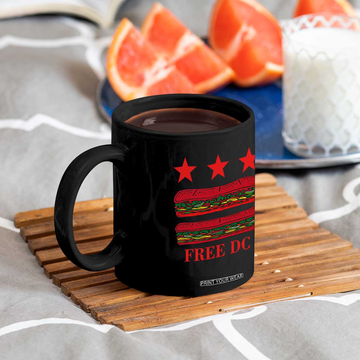 Free DC Funny Flag Parody Coffee Mug Washington DC with Baguette Sandwich Twist TS02 Print Your Wear