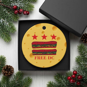 Free DC Funny Flag Parody Ceramic Ornament Washington DC with Baguette Sandwich Twist TS02 1pc Yellow Cheese Print Your Wear