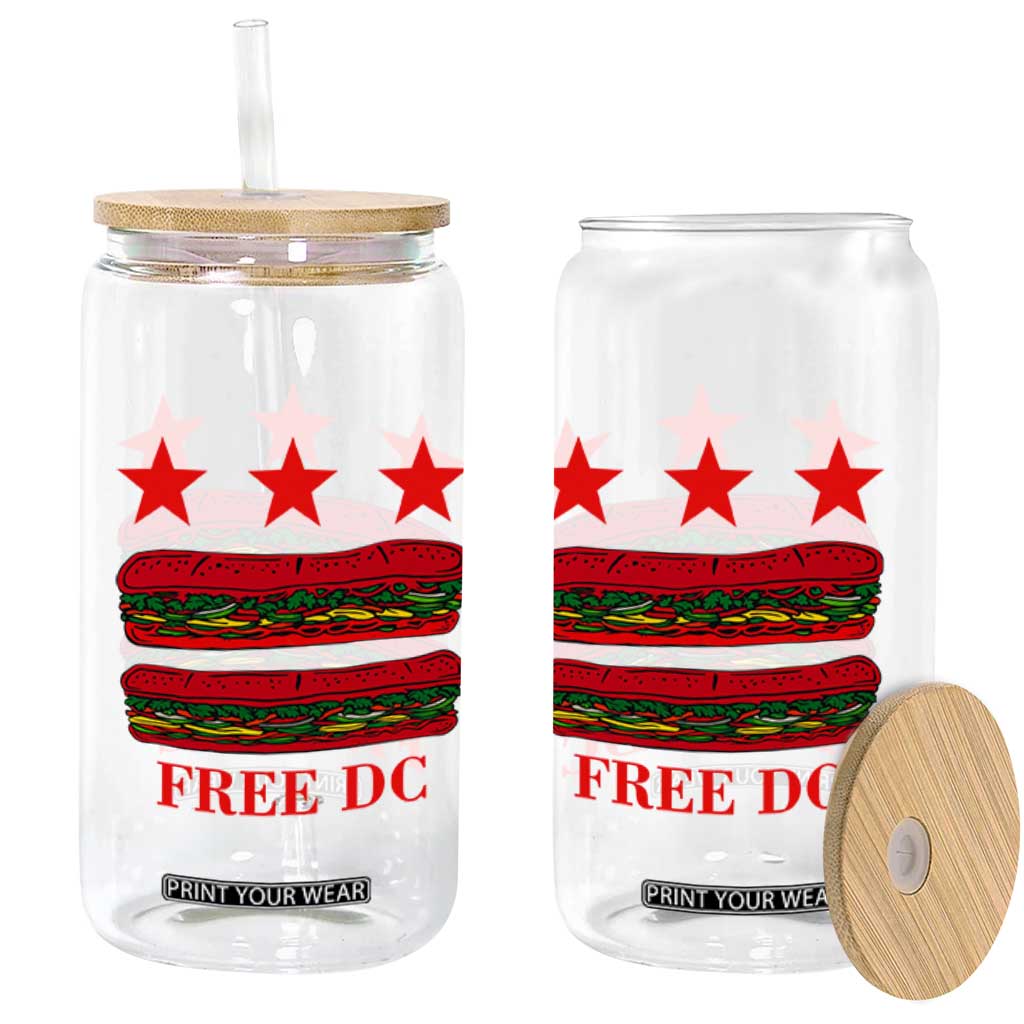 Free DC Funny Flag Parody Glass Can Washington DC with Baguette Sandwich Twist TS02 Print Your Wear