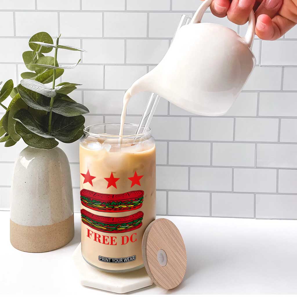 Free DC Funny Flag Parody Glass Can Washington DC with Baguette Sandwich Twist TS02 Print Your Wear