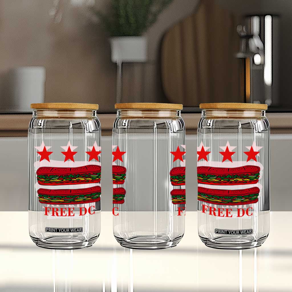Free DC Funny Flag Parody Glass Can Washington DC with Baguette Sandwich Twist TS02 Print Your Wear