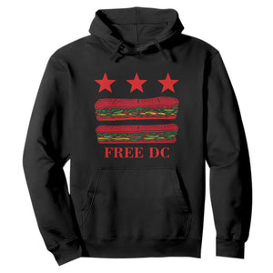 Free DC Funny Flag Parody Hoodie Washington DC with Baguette Sandwich Twist TS02 Black Print Your Wear