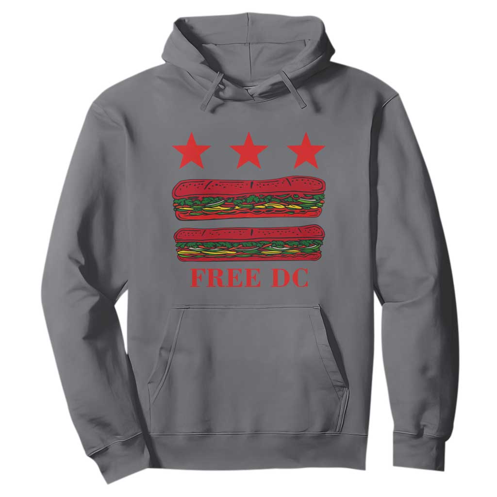 Free DC Funny Flag Parody Hoodie Washington DC with Baguette Sandwich Twist TS02 Charcoal Print Your Wear