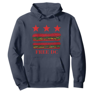 Free DC Funny Flag Parody Hoodie Washington DC with Baguette Sandwich Twist TS02 Navy Print Your Wear