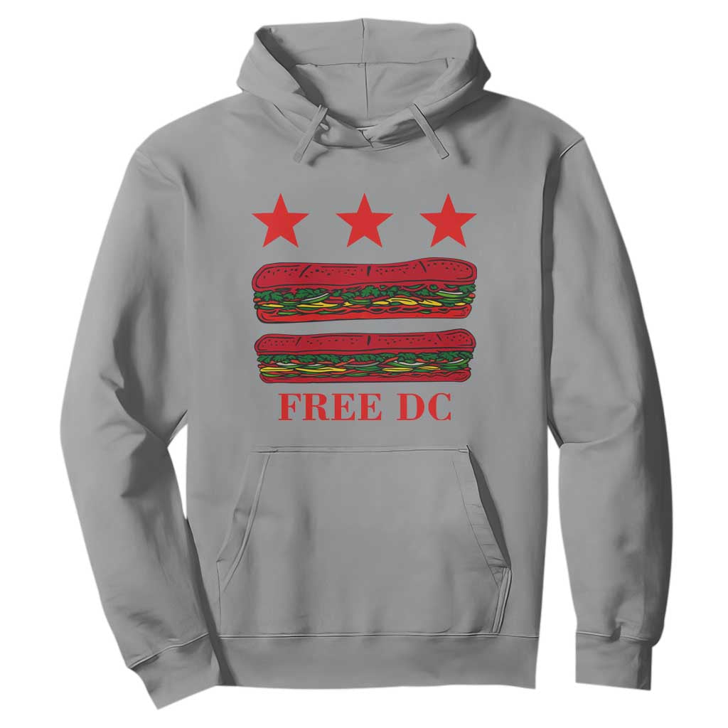 Free DC Funny Flag Parody Hoodie Washington DC with Baguette Sandwich Twist TS02 Sport Gray Print Your Wear