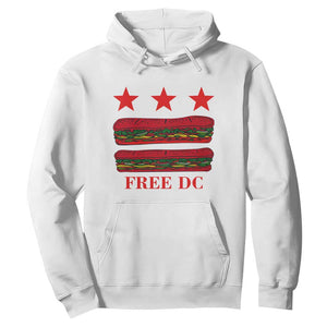 Free DC Funny Flag Parody Hoodie Washington DC with Baguette Sandwich Twist TS02 White Print Your Wear