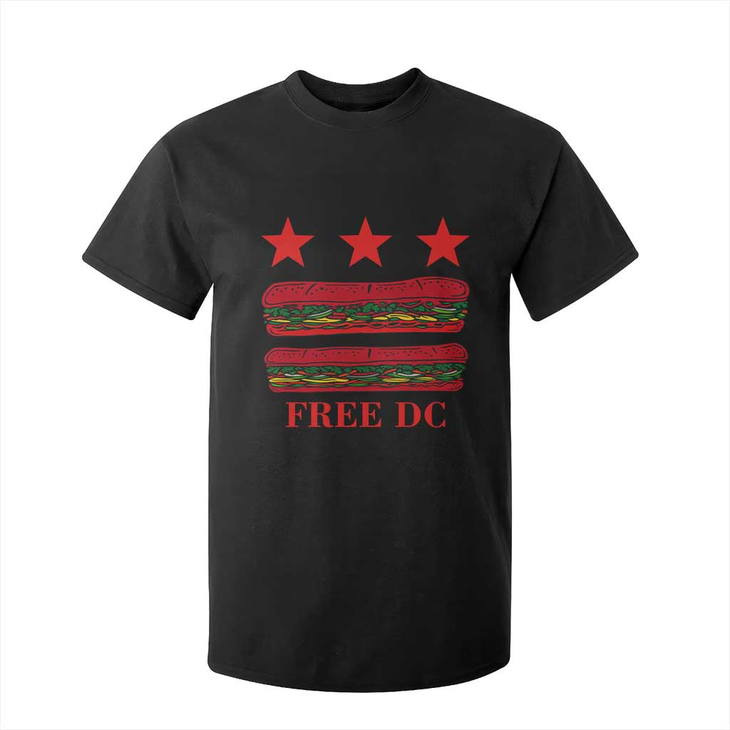 Free DC Funny Flag Parody T Shirt For Kid Washington DC with Baguette Sandwich Twist TS02 Black Print Your Wear