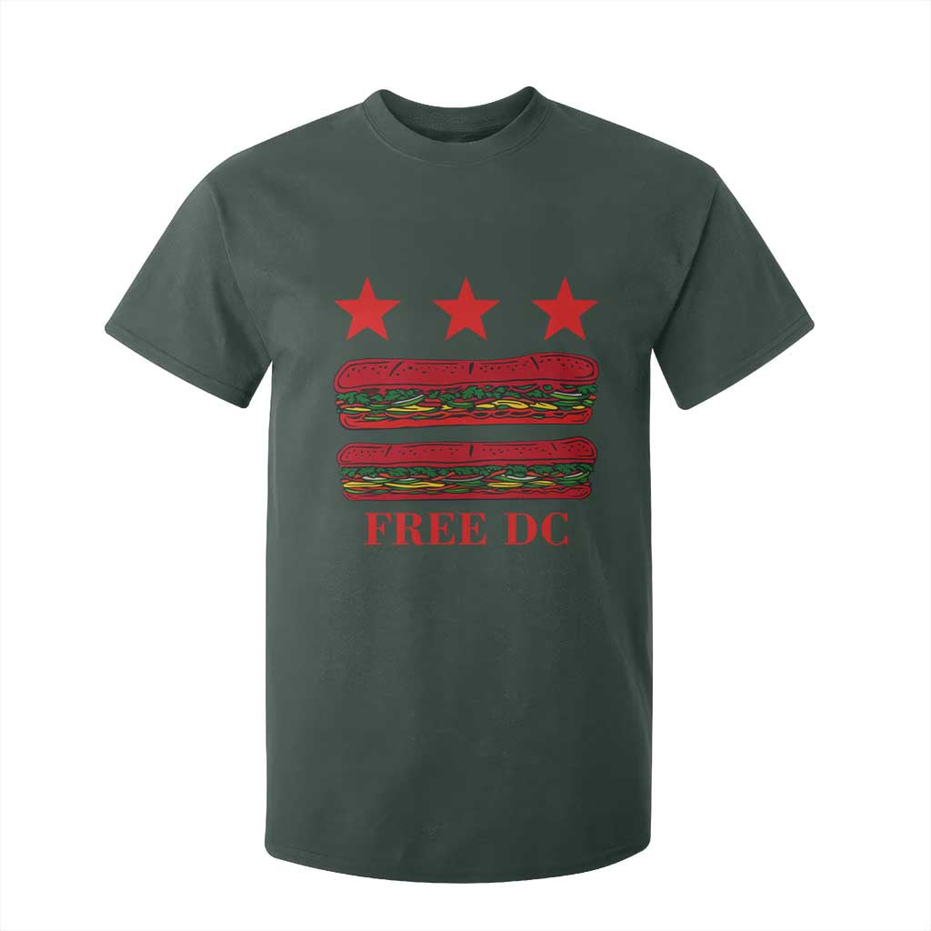 Free DC Funny Flag Parody T Shirt For Kid Washington DC with Baguette Sandwich Twist TS02 Dark Forest Green Print Your Wear