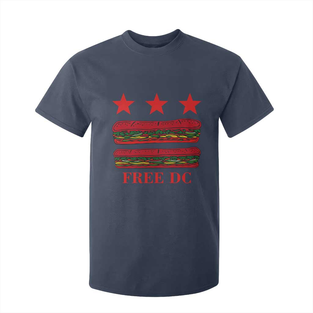 Free DC Funny Flag Parody T Shirt For Kid Washington DC with Baguette Sandwich Twist TS02 Navy Print Your Wear