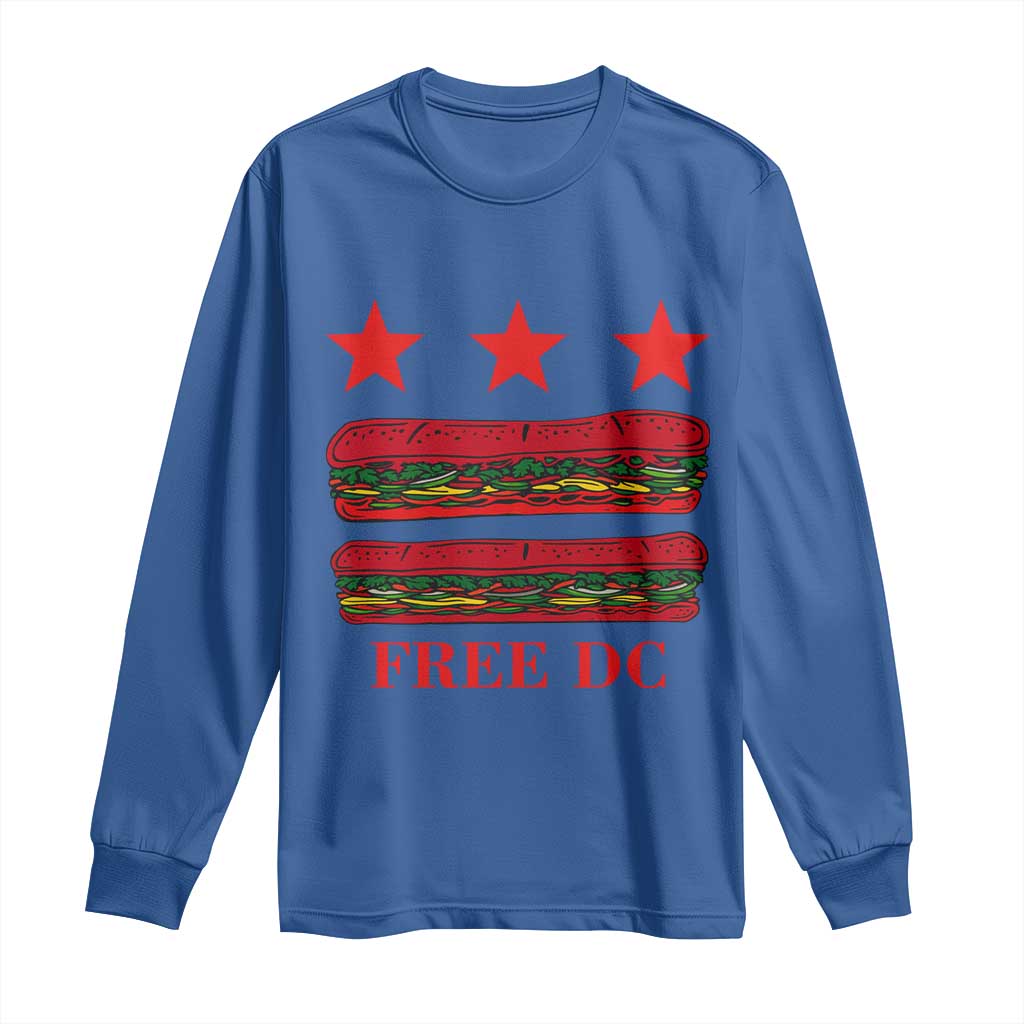 Free DC Funny Flag Parody Long Sleeve Shirt Washington DC with Baguette Sandwich Twist TS02 Royal Blue Print Your Wear