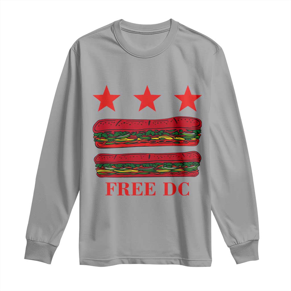 Free DC Funny Flag Parody Long Sleeve Shirt Washington DC with Baguette Sandwich Twist TS02 Sport Gray Print Your Wear