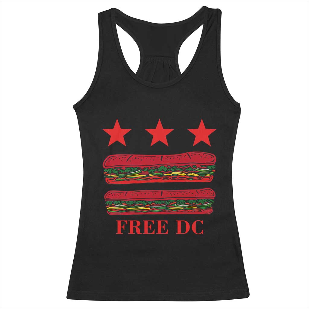 Free DC Funny Flag Parody Racerback Tank Top Washington DC with Baguette Sandwich Twist TS02 Black Print Your Wear