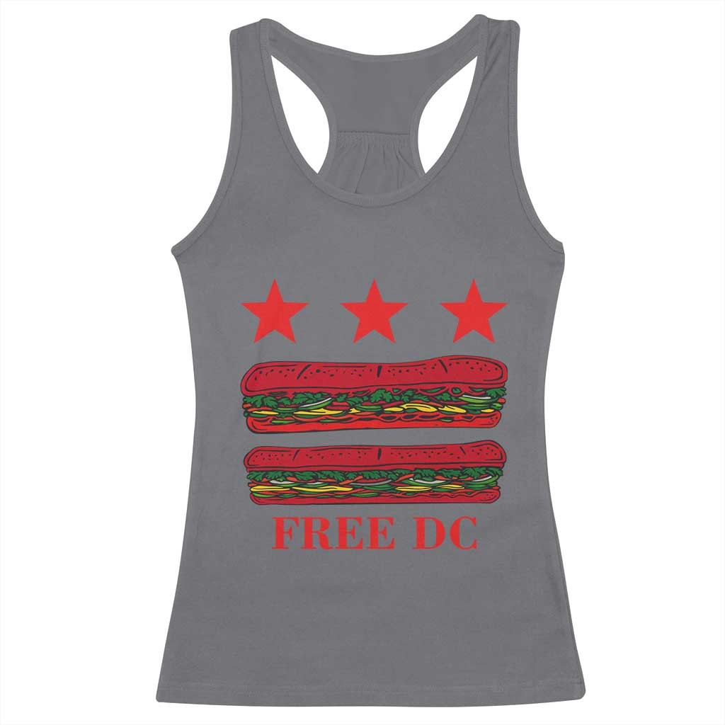 Free DC Funny Flag Parody Racerback Tank Top Washington DC with Baguette Sandwich Twist TS02 Charcoal Print Your Wear