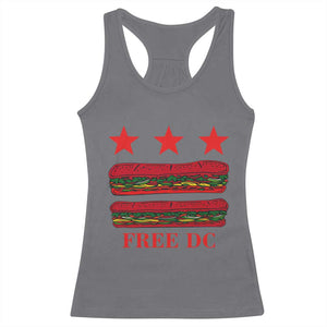 Free DC Funny Flag Parody Racerback Tank Top Washington DC with Baguette Sandwich Twist TS02 Charcoal Print Your Wear