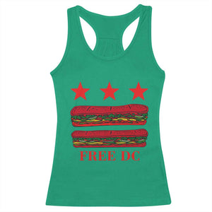 Free DC Funny Flag Parody Racerback Tank Top Washington DC with Baguette Sandwich Twist TS02 Irish Green Print Your Wear