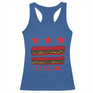 Free DC Funny Flag Parody Racerback Tank Top Washington DC with Baguette Sandwich Twist TS02 Royal Blue Print Your Wear