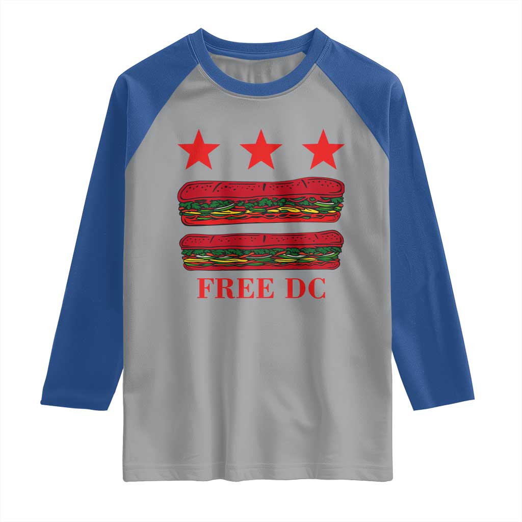 Free DC Funny Flag Parody Raglan Shirt Washington DC with Baguette Sandwich Twist TS02 Sport Gray Royal Print Your Wear