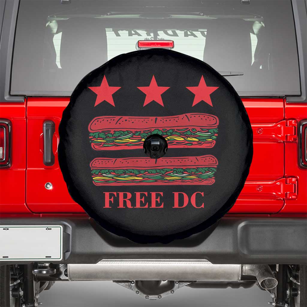 Free DC Funny Flag Parody Spare Tire Cover Washington DC with Baguette Sandwich Twist TS02 Black Print Your Wear
