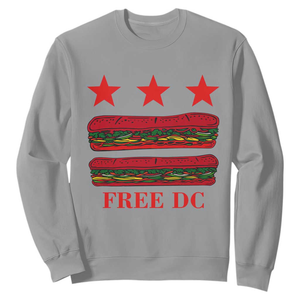 Free DC Funny Flag Parody Sweatshirt Washington DC with Baguette Sandwich Twist TS02 Sport Gray Print Your Wear
