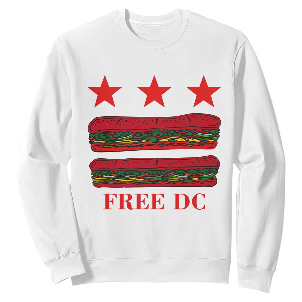 Free DC Funny Flag Parody Sweatshirt Washington DC with Baguette Sandwich Twist TS02 White Print Your Wear