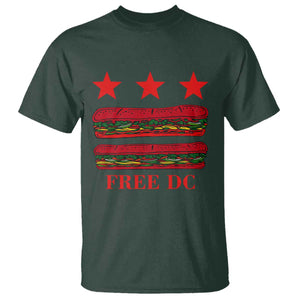 Free DC Funny Flag Parody T Shirt Washington DC with Baguette Sandwich Twist TS02 Dark Forest Green Print Your Wear