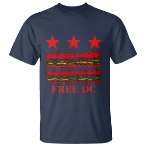 Free DC Funny Flag Parody T Shirt Washington DC with Baguette Sandwich Twist TS02 Navy Print Your Wear