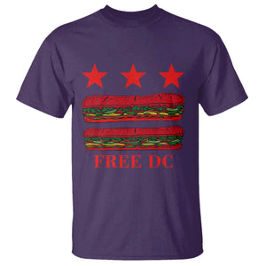 Free DC Funny Flag Parody T Shirt Washington DC with Baguette Sandwich Twist TS02 Purple Print Your Wear