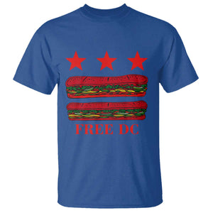 Free DC Funny Flag Parody T Shirt Washington DC with Baguette Sandwich Twist TS02 Royal Blue Print Your Wear