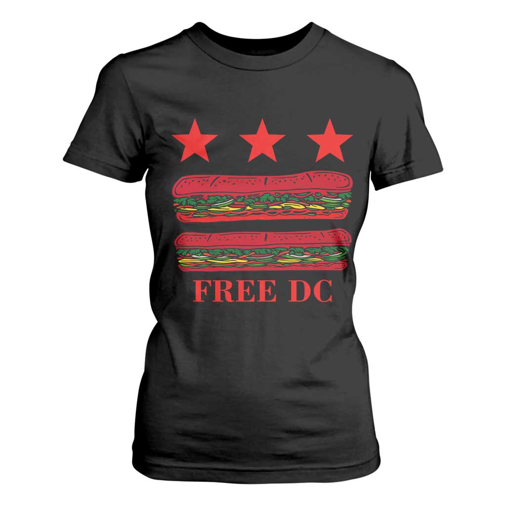 Free DC Funny Flag Parody T Shirt For Women Washington DC with Baguette Sandwich Twist TS02 Black Print Your Wear
