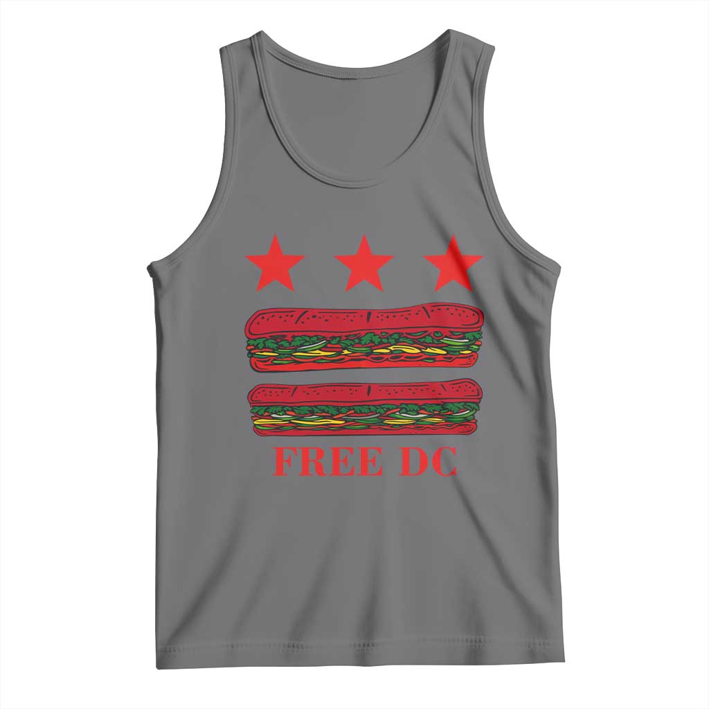 Free DC Funny Flag Parody Tank Top Washington DC with Baguette Sandwich Twist TS02 Black Heather Print Your Wear