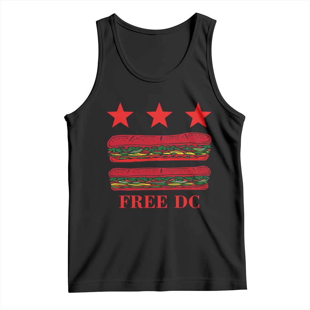 Free DC Funny Flag Parody Tank Top Washington DC with Baguette Sandwich Twist TS02 Black Print Your Wear