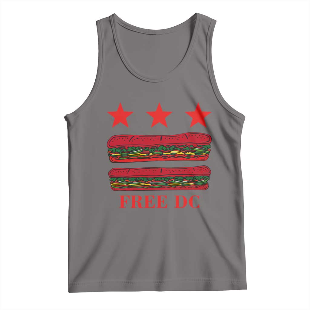 Free DC Funny Flag Parody Tank Top Washington DC with Baguette Sandwich Twist TS02 Deep Heather Print Your Wear