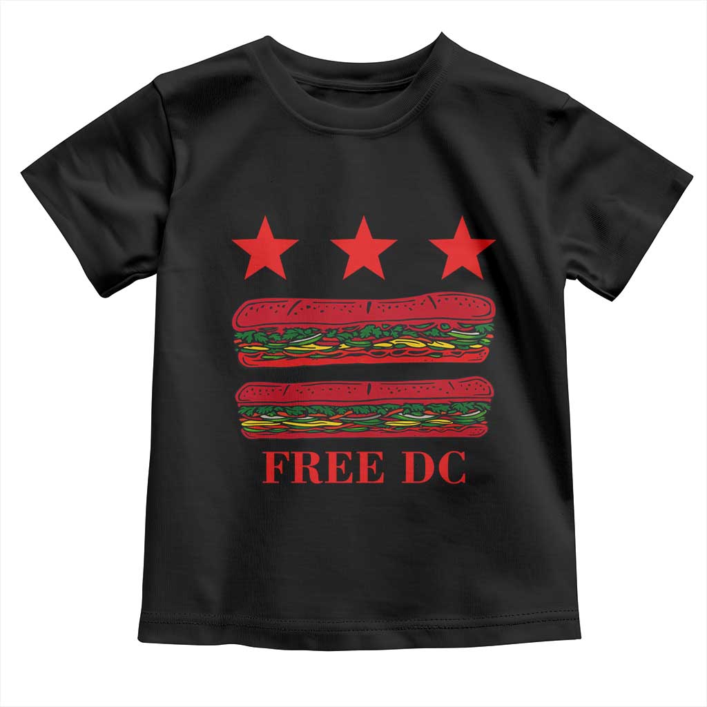Free DC Funny Flag Parody Toddler T Shirt Washington DC with Baguette Sandwich Twist TS02 Black Print Your Wear