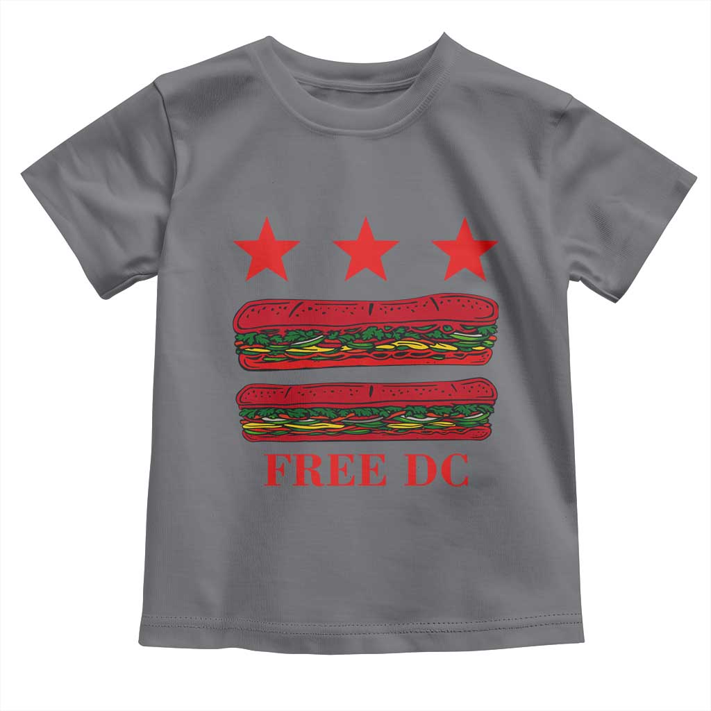 Free DC Funny Flag Parody Toddler T Shirt Washington DC with Baguette Sandwich Twist TS02 Charcoal Print Your Wear