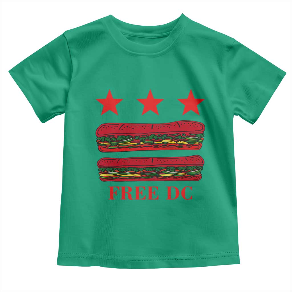 Free DC Funny Flag Parody Toddler T Shirt Washington DC with Baguette Sandwich Twist TS02 Irish Green Print Your Wear