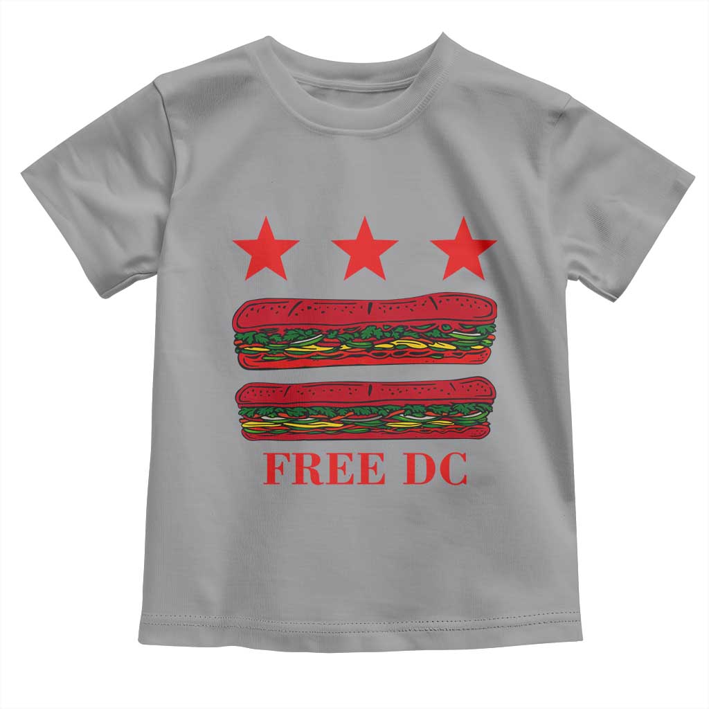 Free DC Funny Flag Parody Toddler T Shirt Washington DC with Baguette Sandwich Twist TS02 Sport Gray Print Your Wear